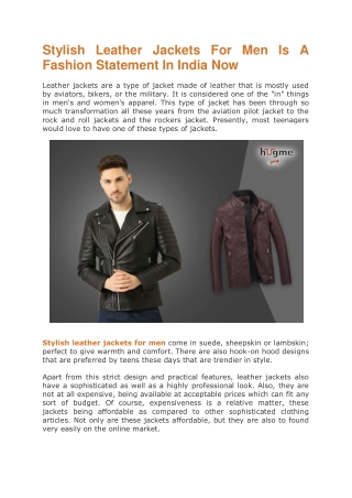 Stylish Leather Jackets For Men Is A Fashion Statement In India Now