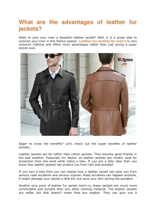 What are the advantages of leather fur jackets