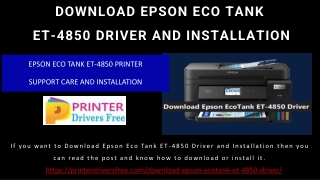 Download Epson EcoTank ET-4850 Driver Support