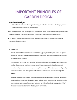Important Principles Of Garden Design