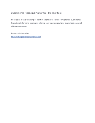 eCommerce Financing Platforms | Point of Sale