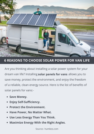 6 REASONS TO CHOOSE SOLAR POWER FOR VAN LIFE