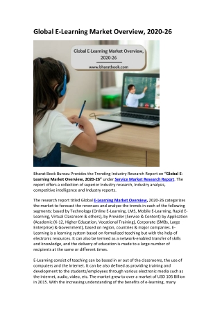 Global E-Learning Market Overview, 2020-26