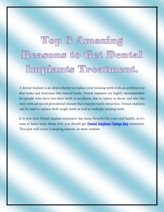 Top 3 Amazing Reasons to get Dental Implants Treatment-converted