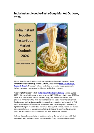 India Instant Noodle-Pasta-Soup Market Outlook, 2026