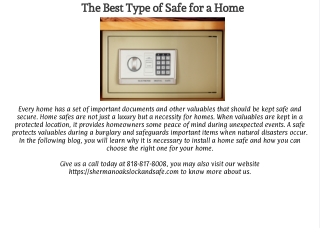 The Best Type of Safe for a Home