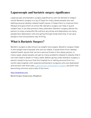Laparoscopic and bariatric surgery significance