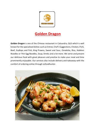 5% off - Golden Dragon Chinese Restaurant Caloundra, QLD