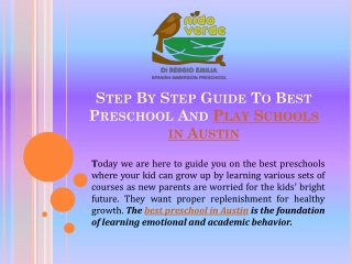 Step By Step Guide To Best Preschool And Play Schools in Austin
