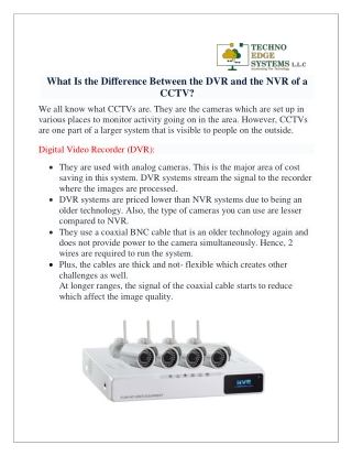 What Is the Difference Between the DVR and the NVR of a CCTV?