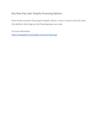 Buy Now Pay Later Shopify Financing Options
