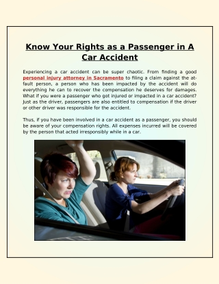 What Rights Do You Have As A Passenger In A Car Accident?