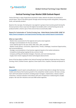 Vertical Farming Crops Market Forecasts to 2028