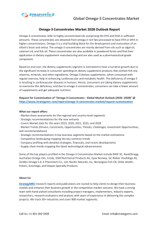 Omega-3 Concentrates Market Forecasts to 2028