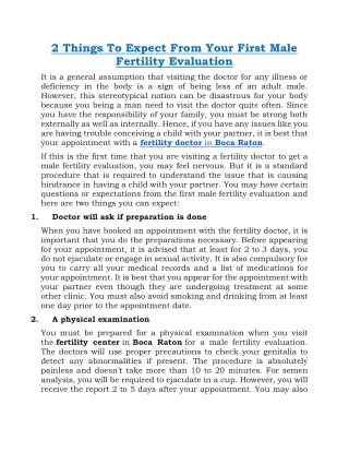 2 Things To Expect From Your First Male Fertility Evaluation
