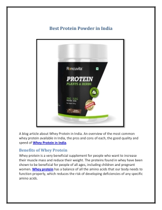 Best Protein Powder in India