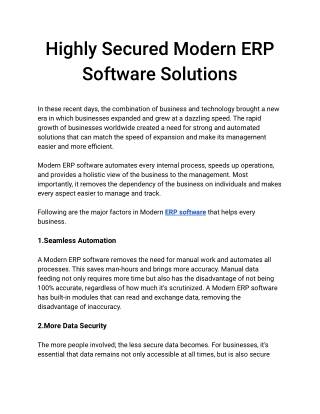 Highly Secured Modern ERP Software Solutions