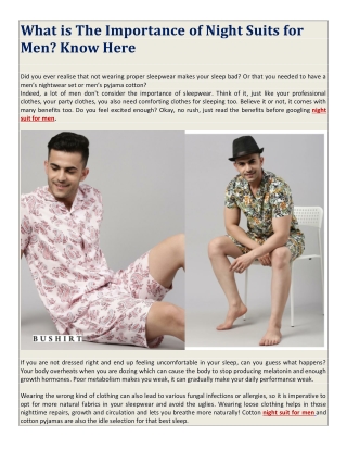 What is The Importance of Night Suits for Men- Know Here