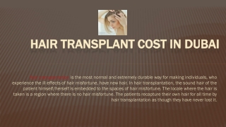 Hair Transplant Cost in Dubai