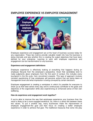 Employee Experience vs Employee Engagement - Volt Singapore