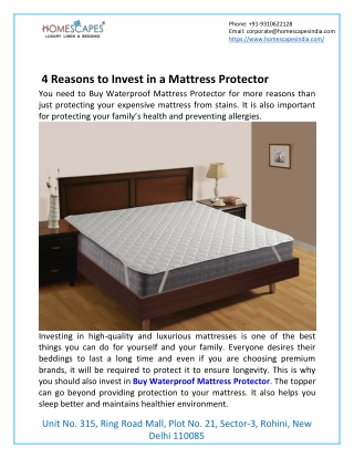 4 Reasons to Invest in a Mattress Protector