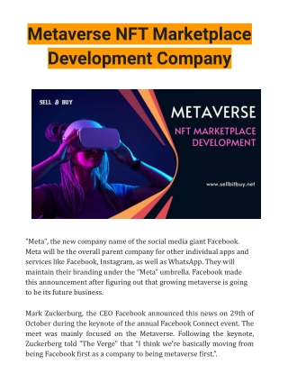 Metaverse-NFT-Marketplace-Development-Company