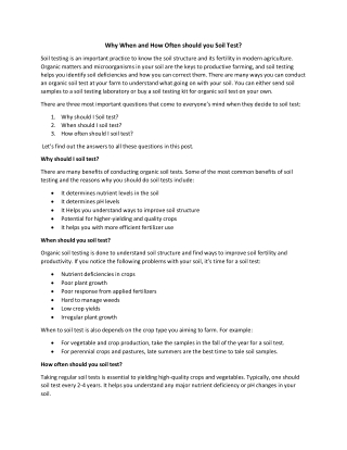 Why When and How Often should you Soil Test