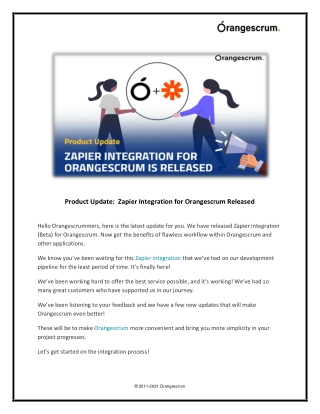 Product Update  Zapier Integration for Orangescrum Released