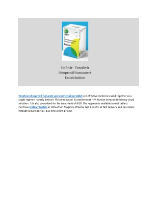 Tenofovir disoproxil fumarate and emtricitabine tablet