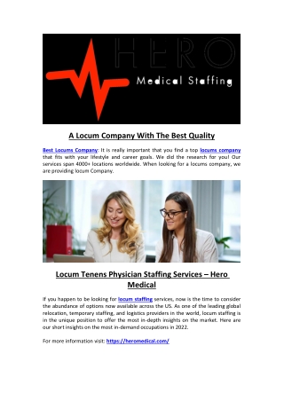 A Locum Company With The Best Quality