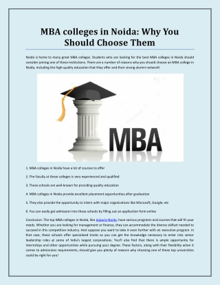MBA colleges in Noida: Why You Should Choose Them