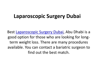 Laparoscopic Surgery Dubai