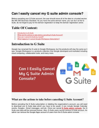 Can I easily cancel my G suite admin console