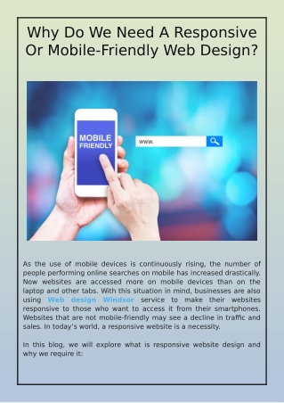 Why Do We Need A Responsive Or Mobile-Friendly Web Design?