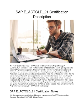 SAP E_ACTCLD_21 Certification Description