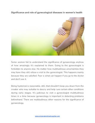 Significance and role of gynecological diseases in women's health