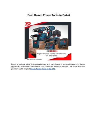 Best Bosch Power Tools in Dubai