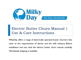 Electric Butter Churn Manual | Use & Care Instructions