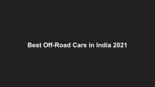 Best Off-Road Cars in India 2021