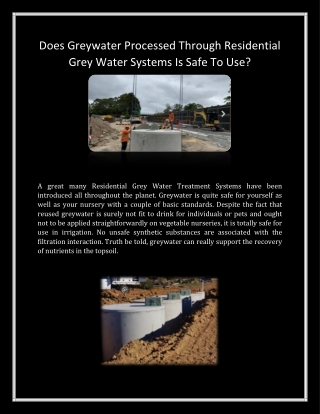 Does Greywater Processed Through Residential Grey Water Systems Is Safe To Use