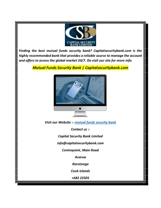 Mutual Funds Security Bank  Capitalsecuritybank.com
