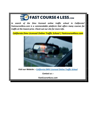 California Dmv Licensed Online Traffic School  Fastcourse4less.com