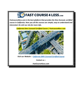 California Dmv Licensed Certified Course  Fastcourse4less.com