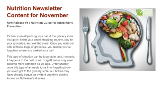 Nutrition Newsletter Content for November
