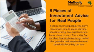 Best 5 Pieces of Investment Advice for New Jersey People | Mullooly