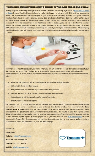 Blood Test At Home in Dubai