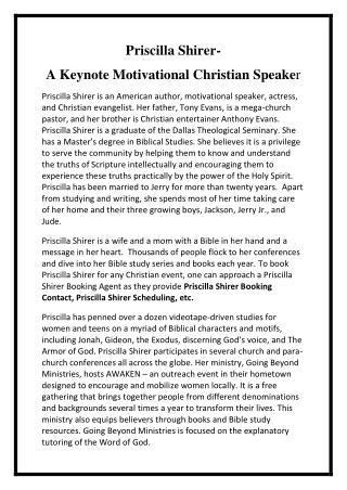 Priscilla Shirer - The Motivational Christian American author