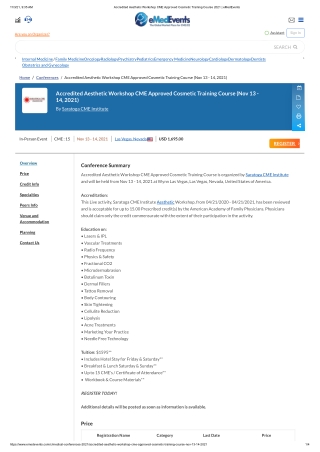 Accredited Aesthetic Workshop CME Approved Cosmetic Training Course 2021 _ eMedEvents