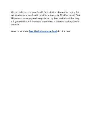 Best Health Insurance Fund