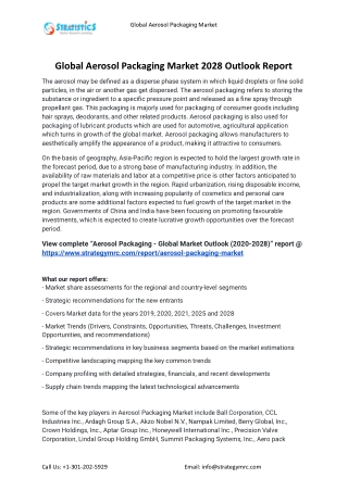 2021 Aerosol Packaging Market Global Analysis Report